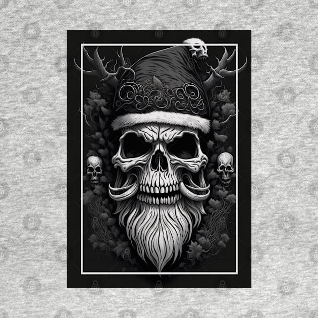 Skull black and white santa by NekerArt